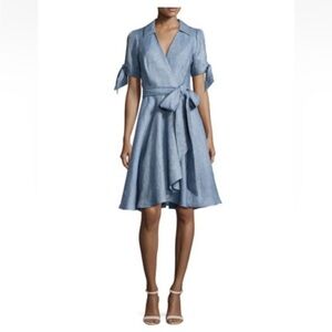 Milly Valerie Linen-Blend Chambray Wrap Dress